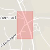 Karta som med röd fyrkant ramar in Sövestad, Ystad, Skåne län