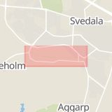 Karta som med röd fyrkant ramar in Ågatan, Svedala, Skåne län