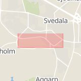 Karta som med röd fyrkant ramar in Kyrkogatan, Svedala, Skåne län