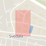 Karta som med röd fyrkant ramar in Företagsgatan, Verkstadsgatan, Svedala, Skåne län