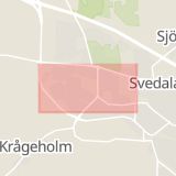Karta som med röd fyrkant ramar in Malmövägen, Svedala, Skåne län