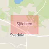 Karta som med röd fyrkant ramar in Sjödiken, Svedala, Skåne län