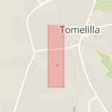 Karta som med röd fyrkant ramar in Rosencrantzgatan, Tomelilla, Skåne län