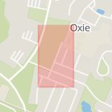 Karta som med röd fyrkant ramar in Oxie, Lerbäcksvägen, Malmö, Skåne län