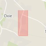 Karta som med röd fyrkant ramar in Oxie, Oshögavägen, Malmö, Skåne län