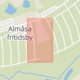 Karta som med röd fyrkant ramar in Almåsa Fritidsby, Malmö, Skåne län