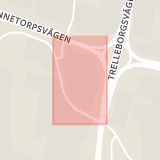 Karta som med röd fyrkant ramar in Lindeborg, Inre Ringvägen, Malmö, Skåne län