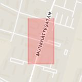 Karta som med röd fyrkant ramar in Munkhättegatan, Tornfalksgatan, Malmö, Skåne län