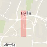 Karta som med röd fyrkant ramar in Hyllie Boulevard, Malmö, Skåne län
