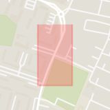 Karta som med röd fyrkant ramar in Eriksfältsgatan, Helenetorpsgatan, Malmö, Skåne län