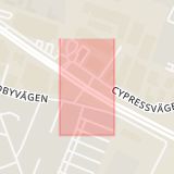 Karta som med röd fyrkant ramar in Ystadvägen, Östra Hindbyvägen, Malmö, Skåne län