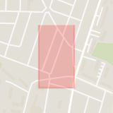 Karta som med röd fyrkant ramar in Eriksfält, Stjärngatan, Malmö, Skåne län