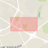 Karta som med röd fyrkant ramar in Husie, Jägersrovägen, Malmö, Skåne län