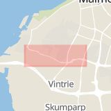 Karta som med röd fyrkant ramar in Annetorpsvägen, Malmö, Skåne län