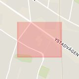 Karta som med röd fyrkant ramar in Almhög, Malmö, Skåne län