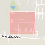 Karta som med röd fyrkant ramar in Torggatan, Svedala, Skåne län