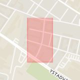 Karta som med röd fyrkant ramar in Sevedsgatan, Malmö, Skåne län