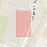 Karta som med röd fyrkant ramar in Borgmästaregården, Annebergsgatan, Malmö, Skåne län