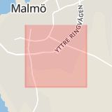 Karta som med röd fyrkant ramar in Södra Malmö, Helsingborg, Bromölla, Malmö, Skåne län
