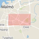 Karta som med röd fyrkant ramar in Ystadvägen, Malmö, Skåne län