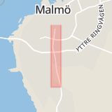 Karta som med röd fyrkant ramar in Trelleborgsvägen, Söderkulla, Malmö, Skåne län
