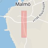 Karta som med röd fyrkant ramar in Trelleborgsvägen, Malmö, Skåne län