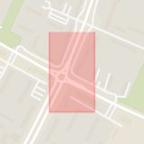 Karta som med röd fyrkant ramar in Lorensborg, Lorensborgsgatan, Stadiongatan, Malmö, Skåne län