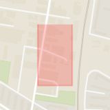 Karta som med röd fyrkant ramar in Norbergsgatan, Rosengård, Malmö, Skåne län