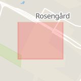 Karta som med röd fyrkant ramar in Rosengård, Örtagården, Von Rosens Väg, Malmö, Skåne län