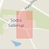 Karta som med röd fyrkant ramar in Södra Sallerup, Sunnanå, Husie, Malmö, Skåne län