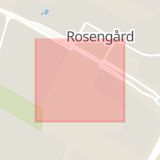 Karta som med röd fyrkant ramar in Von Rosens Väg, Lockarp, Malmö, Skåne län