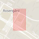Karta som med röd fyrkant ramar in Törnrosen, Bennets Väg, Malmö, Skåne län