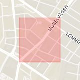 Karta som med röd fyrkant ramar in Rosengård, Nobelvägen, Södervärn, Censorsgatan, Persborg, Kastanjegatan, Malmö, Skåne län