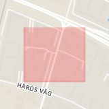 Karta som med röd fyrkant ramar in Bennets Väg, Hårds Väg, Vitemöllegatan, Thomsons Väg, Malmö, Skåne län