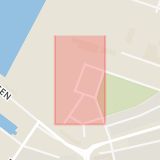 Karta som med röd fyrkant ramar in Limhamn, Hisstornsgatan, Malmö, Skåne län