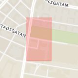 Karta som med röd fyrkant ramar in Fagerstagatan, Ystadsgatan, Malmö, Skåne län