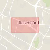 Karta som med röd fyrkant ramar in Rosengård, Amiralsgatan, Adlerfelts Väg, Malmö, Skåne län
