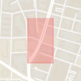 Karta som med röd fyrkant ramar in Bergsgatan, Smedjegatan, Malmö, Skåne län