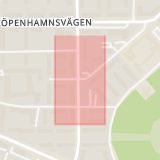 Karta som med röd fyrkant ramar in Kronborgsvägen, Mariedalsvägen, Malmö, Skåne län