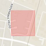 Karta som med röd fyrkant ramar in Branteviksgatan, Malmö, Skåne län