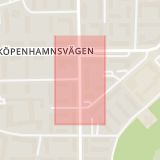 Karta som med röd fyrkant ramar in Kramersvägen, Mariedalsvägen, Korsörvägen, Malmö, Skåne län
