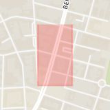Karta som med röd fyrkant ramar in Bergsgatan, Möllevångsgatan, Malmö, Skåne län