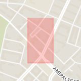 Karta som med röd fyrkant ramar in Sorgenfri, Åhusgatan, Malmö, Skåne län