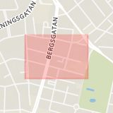 Karta som med röd fyrkant ramar in Monbijougatan, Malmö, Skåne län