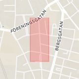 Karta som med röd fyrkant ramar in Norra Skolgatan, Malmö, Skåne län