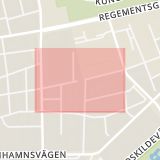 Karta som med röd fyrkant ramar in Fågelbacken, Fågelbacksgatan, Malmö, Skåne län