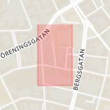Karta som med röd fyrkant ramar in Torpgatan, Malmö, Skåne län