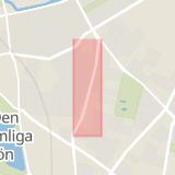Karta som med röd fyrkant ramar in Möllevången, Bergsgatan, Malmö, Skåne län