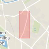Karta som med röd fyrkant ramar in Bergsgatan, Malmö, Skåne län