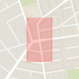 Karta som med röd fyrkant ramar in Regementsgatan, Fridhemstorget, Malmö, Skåne län